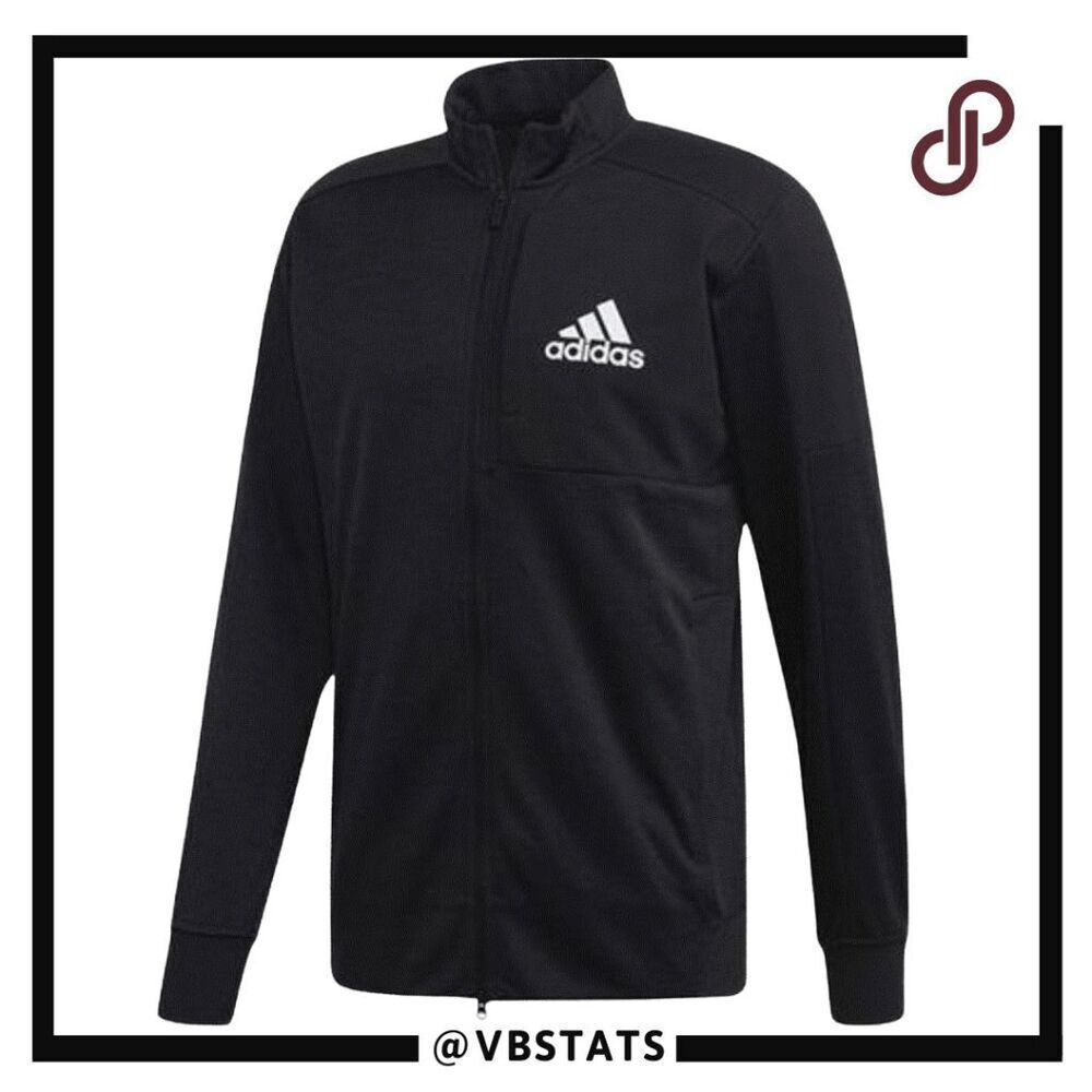 Adidas Men's Full Zip‎ Mock Neck Track Jacket Black Size Large